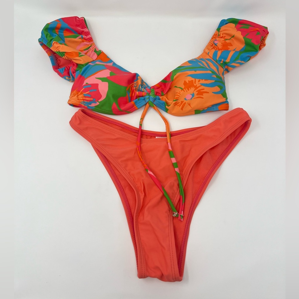 Tropical Print Bikini Set Colorful Floral Flower Pattern Bathing Suit Swim Wear